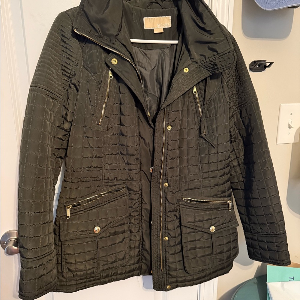 Michael Kors Quilted Utility Jacket - Dark Green
